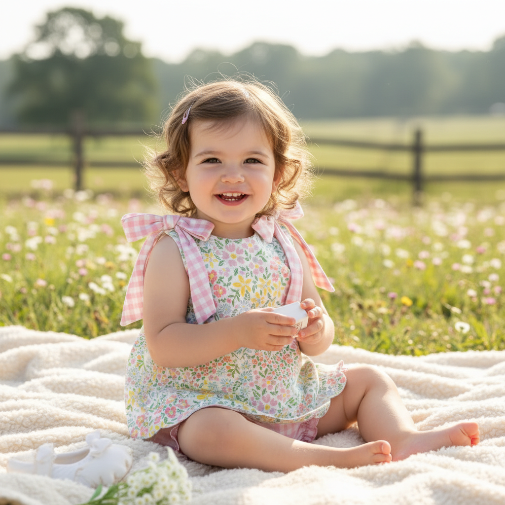 Pink Gingham & Floral Bloomer Set