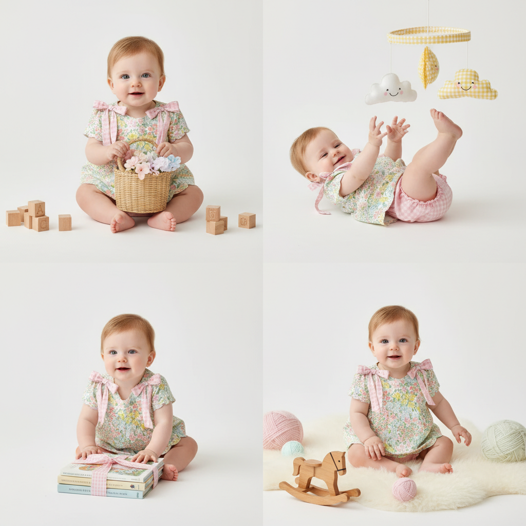 Pink Gingham & Floral Bloomer Set