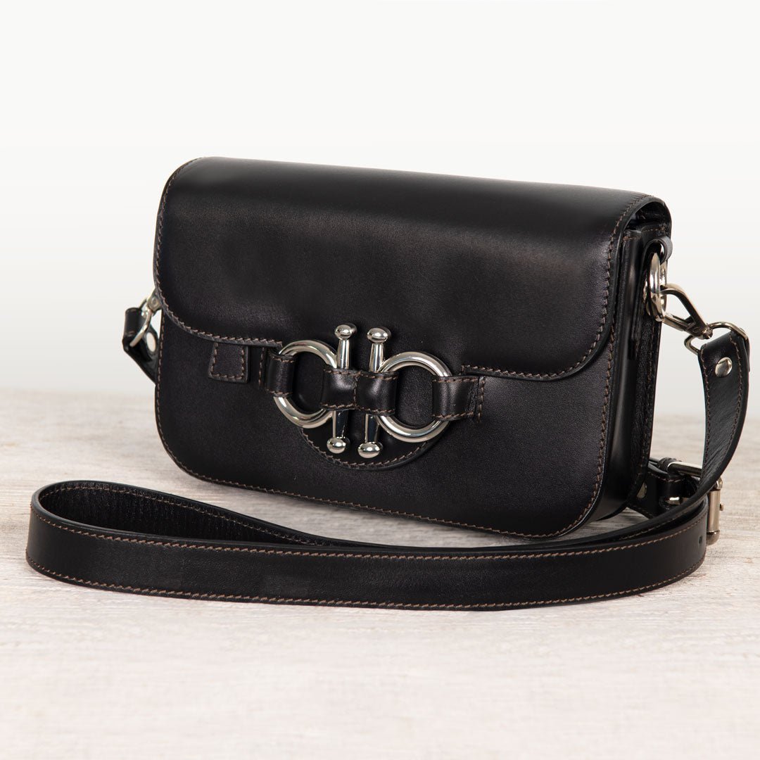 Lana - Horse Bit Crossbody Luxury Leather Bag in Black