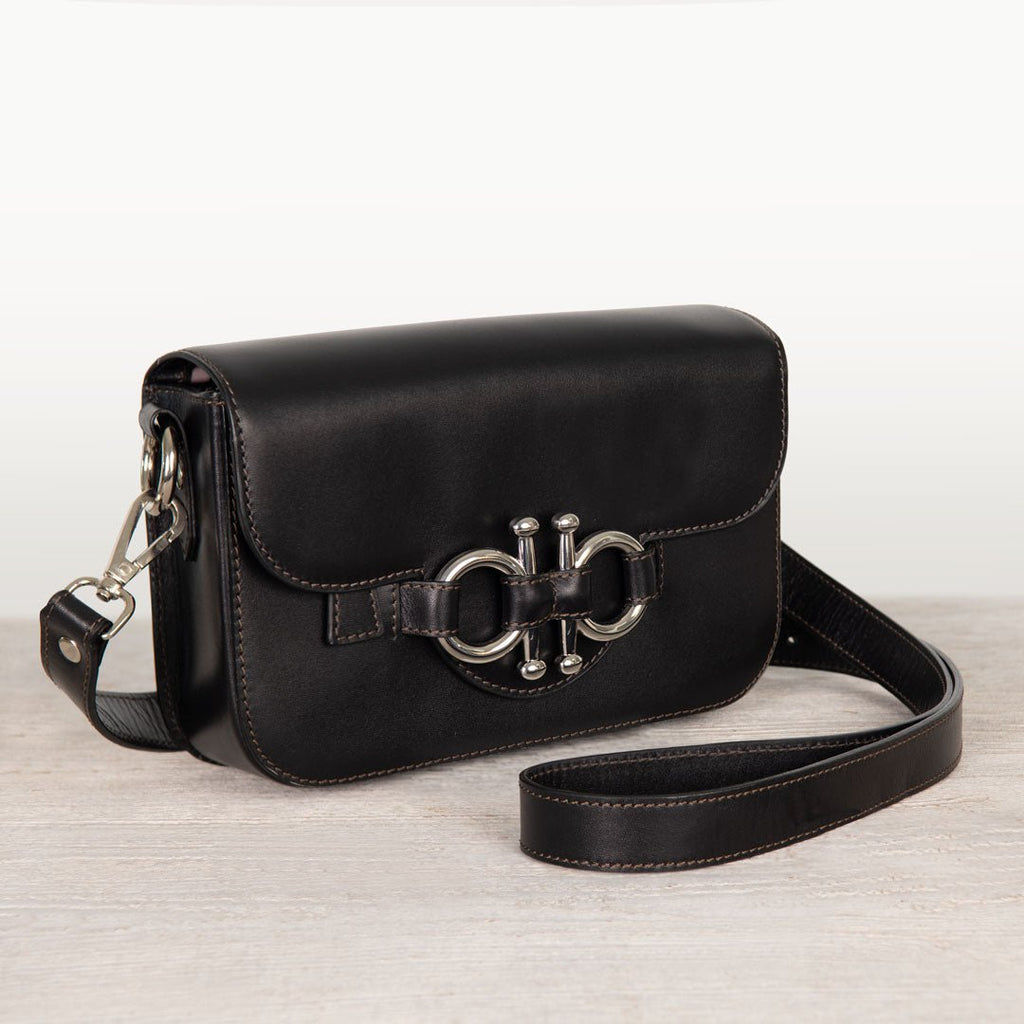 Lana - Horse Bit Crossbody Luxury Leather Bag in Black