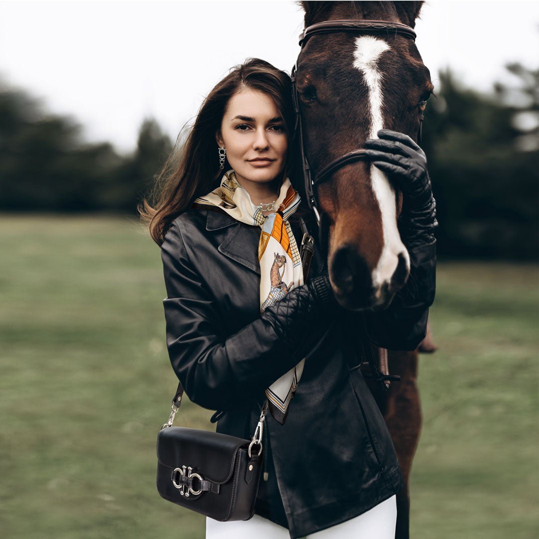 Lana - Horse Bit Crossbody Luxury Leather Bag in Cognac