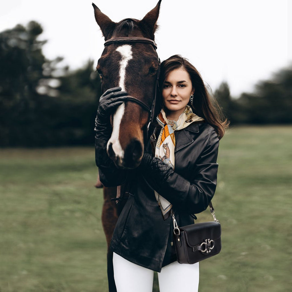 Lana - Horse Bit Crossbody Luxury Leather Bag in Black