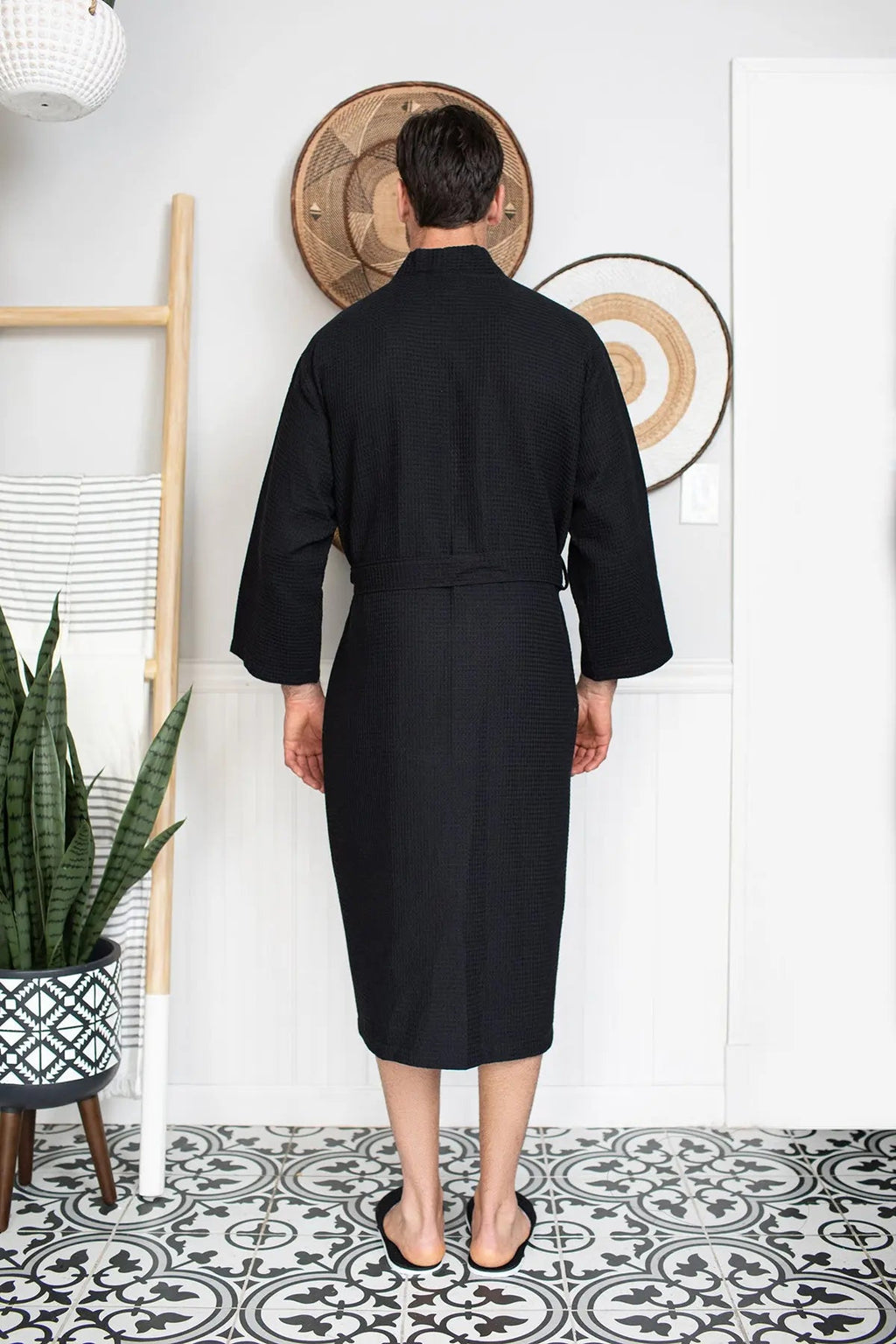 Waffle Spa Bathrobe for Men -  Absorbent, Lightweight